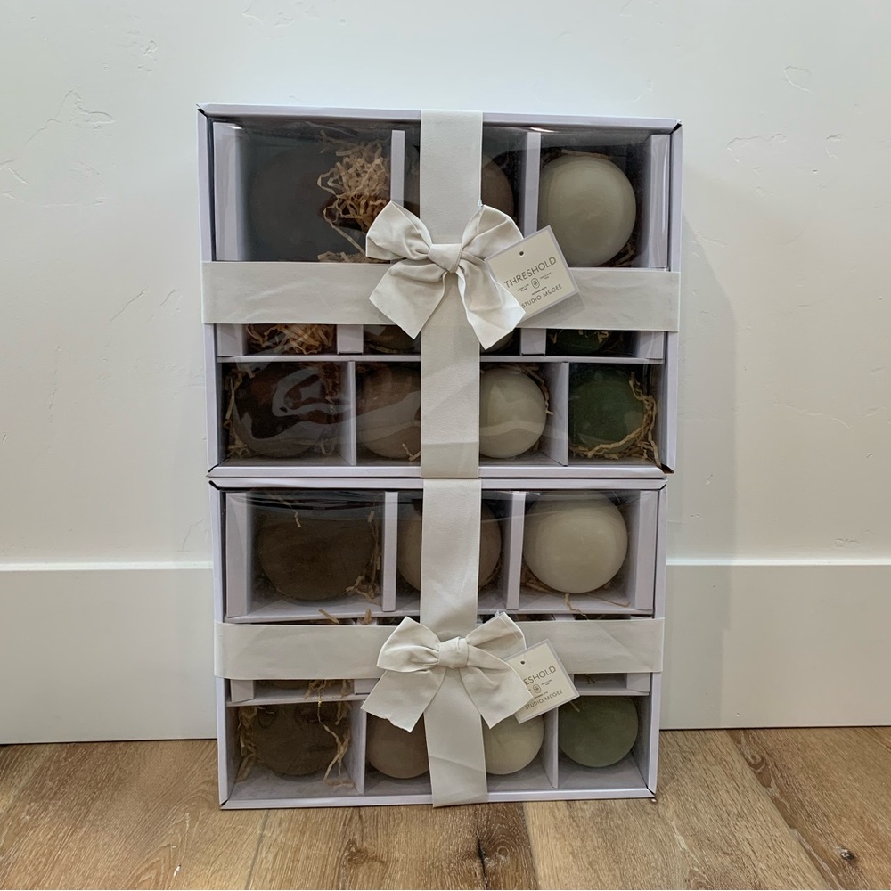 2 boxes NEW 2023 Neutral Threshold Studio McGee Velvet Christmas Ornaments
